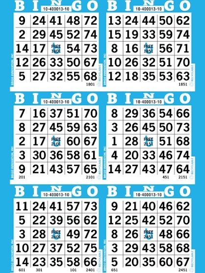 Image: 6 on 1 up Bingo Board