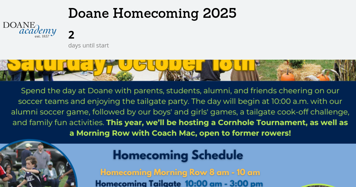 Doane Homecoming 2025 – Schedule | Doane Academy
