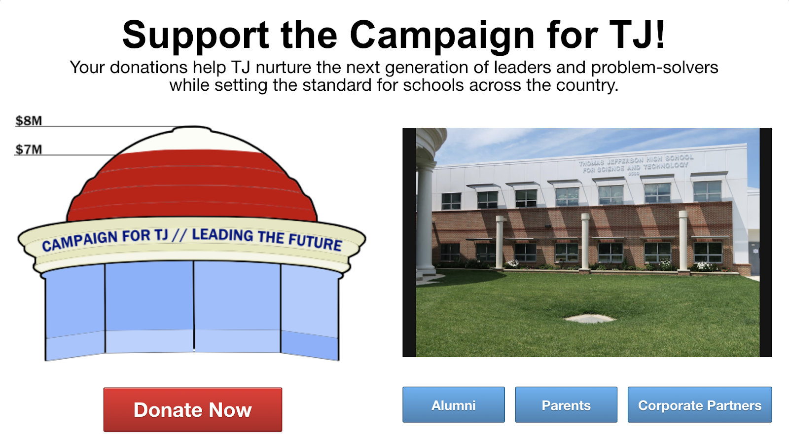 Image: Thomas Jefferson High School&#39;s capital campaign thermometer